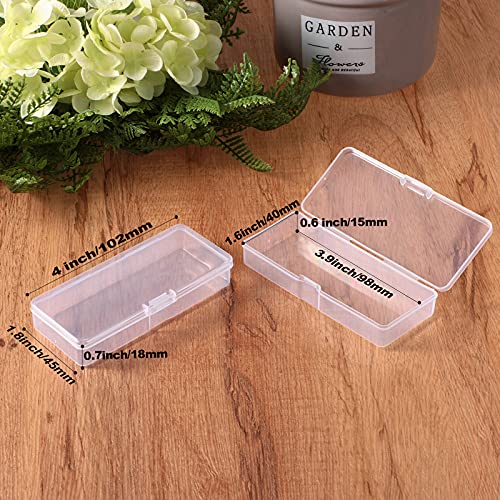 Blulu 18 Pieces Small Plastic Case Small Storage Containers Transparent Storage Case Plastic Box with Lid Containers for Bobby Pin Swab, Craft, Jewelry, Coin, Screw, Bead (3.9 x 1.6 x 0.6 Inch)