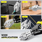 XUDYVCO Mini Bolt Cutters, Premium 8IN Heavy Duty Wire Cable Cutters with Non-Slip Handle, Multi-Function Wire Snips Pliers Clippers with Labor-Saving Spring Loaded for Chain Mesh Screw Fence Rivets
