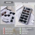 Juexica 4 Pcs Velvet Sunglasses Organizer Tray 6 Grid Sunglass Organizer Velvet Tray Stackable Glasses Display Case for Women Glasses Jewelry Display Watch (Gray) - color: Gray