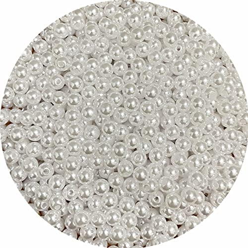 800pcs 6mm Pearl Beads Satin Luste Round Loose Plastic Pearl Craft Beads for Jewelry Making Earring Bracelet Necklace Key Chains Sewing Crafts Decoration (White) - color: White, size: 6mm