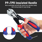 WORKPRO Mini Bolt Cutter 8-inch, Spring Loaded Small Heavy Duty Wire Cable Cutter, Snips Clippers with Soft Anti-Slip Handle - size: 8-inch/210mm, style: Bolt Cutter