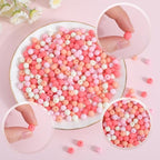 1 Box 500Pcs Candy Color Acrylic Beads Round Frosted Bead Bulk 8mm Plastic Balls Pastel Matte Mix Gumball Loose Spacer Beads for Jewelry Making Bracelets Necklaces Earrings Keychain Adult - color: Pink