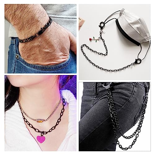 Craftdady 16.4 ft Aluminum Curb Chain 13.5x8mm Twisted Black Chain Unwelded Hanging Chain Link Necklace Chain with Spool for DIY Crafts Jewelry Making - color: Black, 13.5x8mm