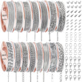 Wisreach Necklace Chains for Jewelry Making, 118 Feet 15 Rolls Stainless Steel Jewelry Chains for DIY Necklace Bracelet Making with Stainless Steel Jump Rings/Lobster Clasps/Connectors - color: Silver