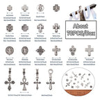 Craftdady 70pcs Tibetan Silver Crucifix Cross Beads Metal Cross Spacer Charms for Jewelry Crafts Making Hole: 1-2mm - color: 14 Style, 70pcs, Antique Silver