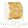 GTVOODX 16.4 Feet Gold Plated Stainless Steel Krinkle Chains for Jewelry Making, Soldered Unfinished Craft Chain Bulk for Necklace Bracelet Jewelry Making - color: Gold Krinkle