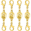 Magnetic Necklace Clasps and Closures-Magnetic Necklace Clasp Set, Double Locking Design, Gold and Silver (4pcs Gold) - color: 4pcs gold