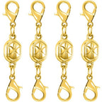 Magnetic Necklace Clasps and Closures-Magnetic Necklace Clasp Set, Double Locking Design, Gold and Silver (4pcs Gold) - color: 4pcs gold