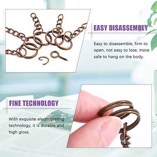 Swpeet 450Pcs 4/5" 20mm Bronze Key Chain Rings Kit, Including 150Pcs Keychain Rings with Chain and 150Pcs Jump Ring with 150Pcs Screw Eye Pins Bulk for Jewelry Findings Making (20mm, Bronze) - color: Bronze, size: 20mm