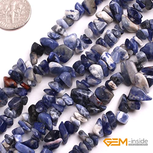 GEM-Inside Crystal Stone Chips for Jewelry Making Genius Gemstone Freeform Loose Beads with Hole for Bracelet Necklace Making Adults 34" (Blue Sodalite, 7-8mm) - color: Blue Sodalite