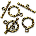 Heather's CF Toggle Jewelry Clasps – Durable Quality, Antique Twisted Brass Finish Toggle Clasps & Closures for Necklace, Bracelet & Charms – Ideal for DIY, & Jewelry Making – Small (Set of 100) - color: Twisted brass toggle clasp
