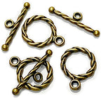 Heather's CF Toggle Jewelry Clasps – Durable Quality, Antique Twisted Brass Finish Toggle Clasps & Closures for Necklace, Bracelet & Charms – Ideal for DIY, & Jewelry Making – Small (Set of 100) - color: Twisted brass toggle clasp