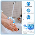 100 Pcs 15mm Silicone Beads for Keychain Making, Pink Gream Silicone Beads Bulk Round for Bracelets Pens Crafts Jewelry Making (Blue White) - color: Blue White