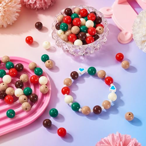 100 Pcs 11.5-12mm Bubblegum Beads Opaque Acrylic Chunky Loose Spacer Round Focal Beads for Jewelry Making Bracelet Necklace Keychain Craft Art Making,Hole:1.8mm,Antique White - color: Antique White