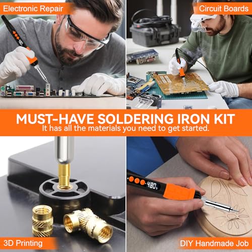 90W Soldering Iron Heat Set Insert Tool, LED Digital Solder Iron Adjustable Temperature(180°C-480°C) with 250Pcs Threaded Inserts Brass Nuts,Soldering Iron Tips,Heat Set Insert Tips,Desoldering Pump - color: 32-in-1 Soldering Iron Kit