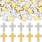 60 Pcs Cross Charms for Jewelry Making, Religious Cross Beads for Bracelets, Crosses for Jewelry Making, Bracelets, Necklaces, DIY Crafts (Gold, Silver) - color: 60pcs, 16x12mm, Gold,Silver