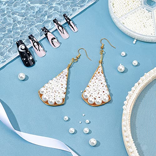 PH PandaHall 2200pcs No Holes Pearls, White Pearl Beads Undrilled Imitated Pearl Beads Garment Acrylic Pearls for Crafting Table Scatter Wedding Decor, 2/3/4/5/6/8mm - size: Small