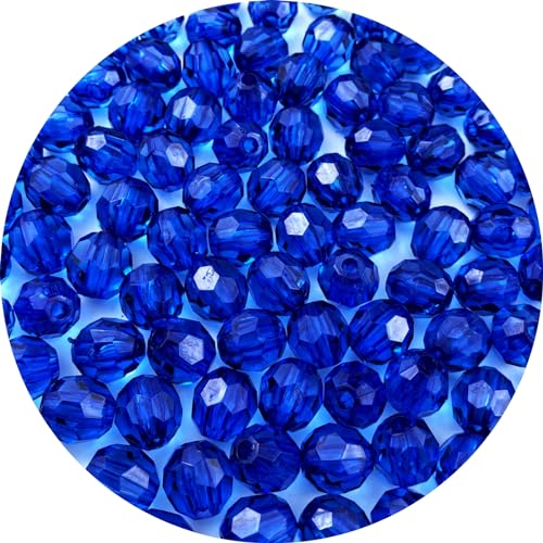 300pcs 8mm Acrylic Round Crystal Faceted Beads for Crafts Spacer Beads for Jewelry Making Necklaces Bracelets Earrings DIY Decoration(Sapphire Blue) - color: Sapphire Blue, size: 8mm