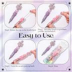 Tondiamo 45 Pcs Full Rhinestone Beadable Pens Bulk Set 15 Glitter Diamond Pens with Cards & Bags Fancy Beaded Pen for Beads DIY Cute Journalling Bling Ballpoint Craft Making(Rose Diamonds) - style: Rose Diamonds