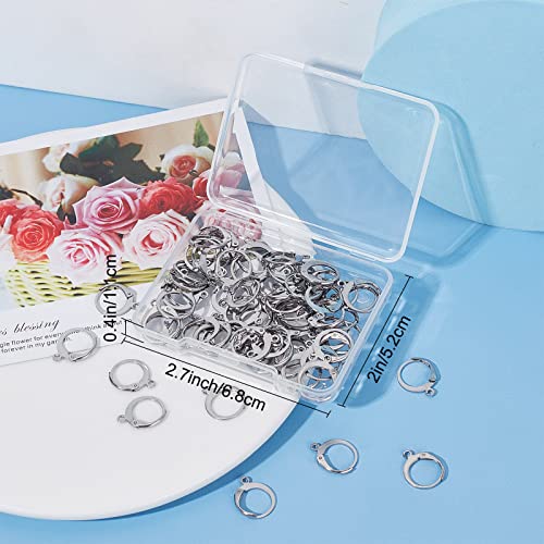 SUNNYCLUE 1 Box 80Pcs Huggie Hoop 15mm Round Leverback Earring Hooks Stainless Steel Lever Backs Hinged Huggie Hoops with Loops Earwires Leverbacks Ear Wires for Jewelry Making DIY Earrings Findings - color: 80pcs Stainless Steel Round Leverbacks