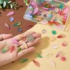 Beadthoven 120Pcs Transparent Glass Leaf Beads Mixed Color Leaf Shaped Crystal Beads Colorful Spring Summer Plant Bead Loose Gemstone Spacers for Jewelry Making DIY Bracelets Necklace Earrings Crafts - color: Leaf 2 styles