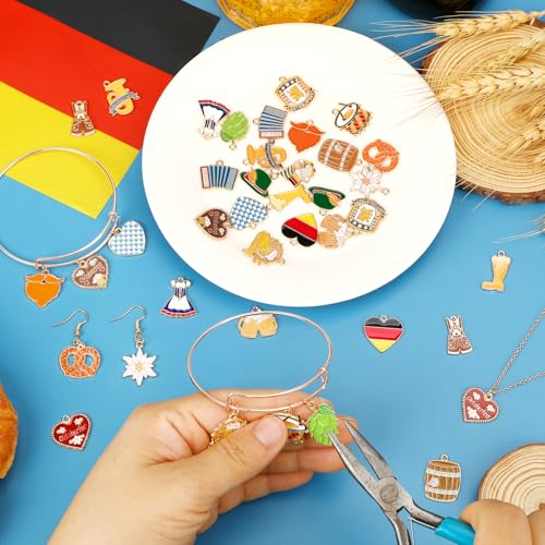 MARFOREVER 40Pcs/20 Pairs Oktoberfest Charms for Jewelry Making, Beer Theme Festival Charm German Beer Mug Pretzel Dangle Charms for Bracelet Necklace Earrings Making Accessories - style: Oktoberfest