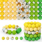 100 Pcs 15mm Silicone Beads for Keychain Making, Pink Gream Silicone Beads Bulk Round for Bracelets Pens Crafts Jewelry Making (Green Yellow) - color: Green Yellow