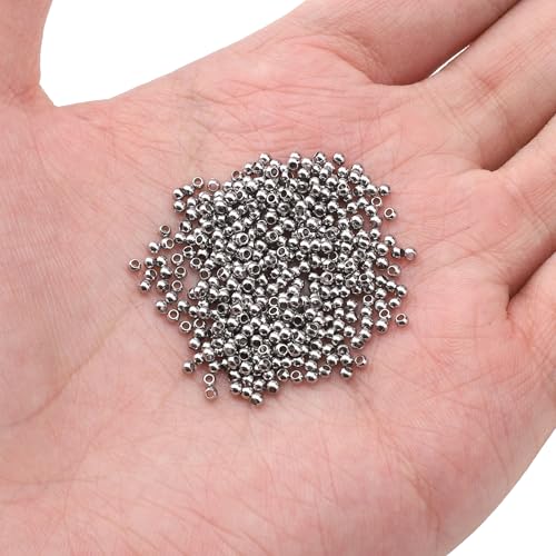 304 Stainless Steel Round Beads 2.0mm 400pcs Spacer Beads for Jewelry DIY Making and Repairing - size: 2.0mm