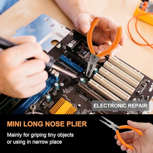 Rongon Spring-Loaded Needle Nose Pliers 4-Piece Set - 5 Inch Thin Tip Jewelry Tools with Non-Slip Grips | Professional Craft Pliers for Jewelry Making, DIY, Electronics & Wire Working (4 Pcs) - size: 4Pcs