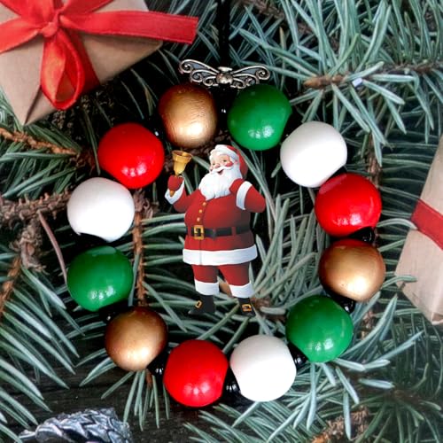 240Pcs Christmas Wood Beads 16mm for Craft Large Hole:6mm (Mix) - color: Christmas Wood Beads