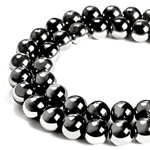 45pcs 8mm Black Hematite Beads Natural Gemstone Beads Round Loose Beads for Jewelry Making - color: Black Hematite, size: 8mm