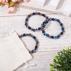 Elecrelive Glass Round Beaded Bracelet Set Clay Beaded Bracelets Stretch Bracelets - color: Blue, Black