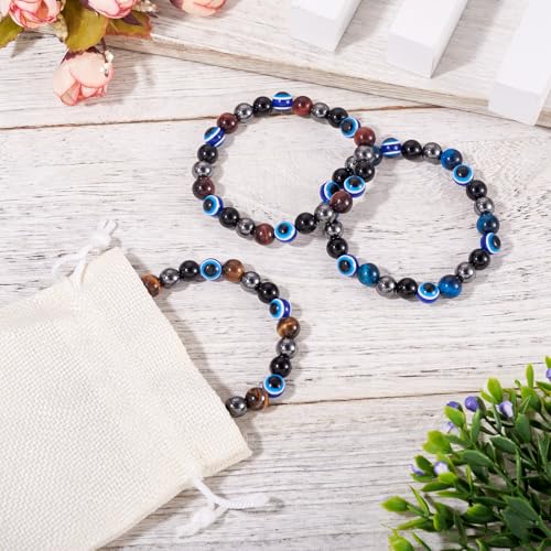 Elecrelive Glass Round Beaded Bracelet Set Clay Beaded Bracelets Stretch Bracelets - color: Blue, Black
