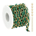 UMAOKANG 6.6 Feet Gold Plated Stainless Steel Chain Green Enamel Paperclip Jewelry Chain Roll Oil Drip Decoration Craft Chains Bulk - color: Green