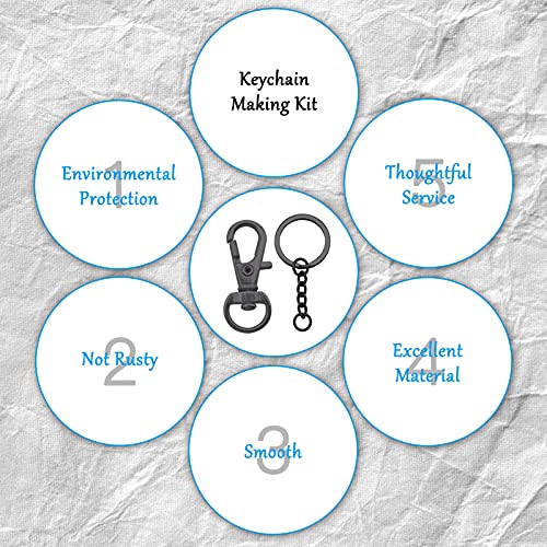 150Pcs Swivel Snap Hook Set,Gun Black Swivel Clasps Lanyard Snap Keychain Hooks Lobster Clasp Split Key Rings with Chain and Jump Rings Bulk for Keychain Lanyard,Charm,Jewelry,DIY Crafts Supplies - color: Gun Black
