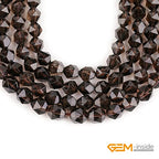 GEM-Inside Natural 8mm Smoky Quartz Gemstone Loose Beads Faceted Cambay Crystal Energy Stone Power for Jewelry Making 15" - color: Smoky Quartz, size: 8mm