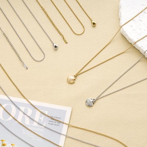 SMYHTGLIF 12 Pcs Silver Necklace Chain Bulk for Jewelry Making Stainless Steel Curb Cuban Chain DIY Necklace Jewelry - color: Silver Curb, size: 16 inches