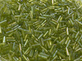Czech Bugle Beads 40 gr / 1.4 oz Glass Tube Size #3 7mm (Lime Green Iridescent) - color: Lime Green Iridescent