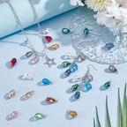 PH PandaHall 70pcs 14 Colors Faceted Teardrop Charms 20mm AB Color Glass Crystal Pendants, Glass Charms Beads Dangle Pendants for Necklace Earring Bracelet Jewelry Craft Making