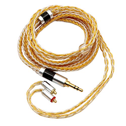 Linsoul Tripowin Zonie IEM Cable, 16 Core Silver Plated Earphone Upgraded Cords, 1.25m SPC in Ear Monitor Cable for 7HZ Timeless AE TINHIFI T2 PRO T3 T4(MMCX, 3.5mm)(Gold) - color: Gold