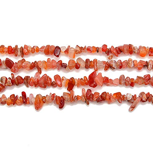 PLTbeads 5-8mm Natral Healing Gemstone Waist Bracelets Necklace Kit Irregular Stone DIY Crafts Design Jewelry Making 1 Strand per Bag Approxi 34 inch (Red Agate Chips) - color: Red Agate Chips