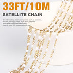 33 Feet Gold Enamel Chains Bulk, 2mm 18K Gold PVD Plated 304 Stainless Steel White Enamel Beaded Cable Link Chain Roll Spool for Jewelry Making - color: Gold White Beads