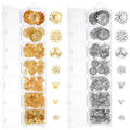816Pcs Bead Caps, Antique Gold and Silver Metal Alloy Flower Spacer Bead End Caps, 7 Styles for DIY Jewelry Making Supplies