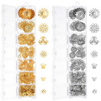 816Pcs Bead Caps, Antique Gold and Silver Metal Alloy Flower Spacer Bead End Caps, 7 Styles for DIY Jewelry Making Supplies