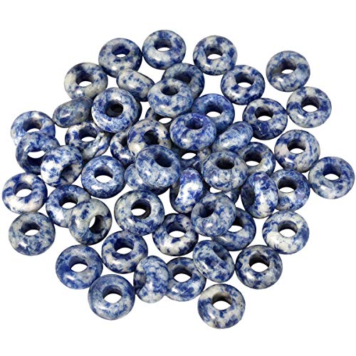 TUMBEELLUWA Natural Gemstone Beads for Jewelry Making, Rondelle Large Hole Loose Beads Pack of 15,Sodalite(8x14 mm) - color: Blue & White