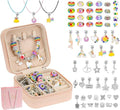 Hysagtek Charm Bracelet Making Kit - 66 Pcs DIY Jewelry Making Kit Bracelet Making Kit Beads Necklace Crafts for Teen Girls with Portable Bracelet Organizer Box, Rainbow - color: Pink