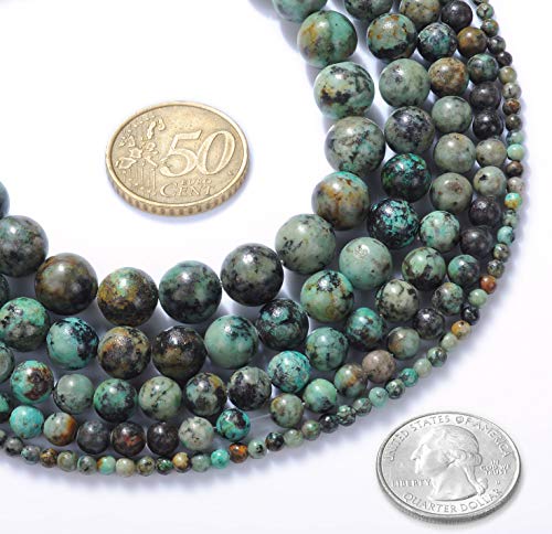 Natural Stone Beads 2mm African Turquoise Stone Round Loose Beads Crystal Energy Stone Healing Power for Jewelry Making DIY,1 Strand 15" - color: African Turquoise, size: 2MM