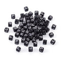 FASHEWELRY 500Pcs Cube Acrylic Letter Beads 5x5x5mm Black Square Letter P Alphabet Beads for DIY Bracelet Necklace Jewelry Making - color: Letter P