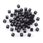 FASHEWELRY 500Pcs Cube Acrylic Letter Beads 5x5x5mm Black Square Letter P Alphabet Beads for DIY Bracelet Necklace Jewelry Making - color: Letter P