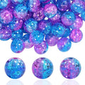 100Pcs 10mm Crackle Glass Beads for Jewelry Making - Round Spacer Crystal Beads Bulk, DIY Craft Supplies for Necklace Bracelet Earrings (Blue Plum) - color: Blue Plum